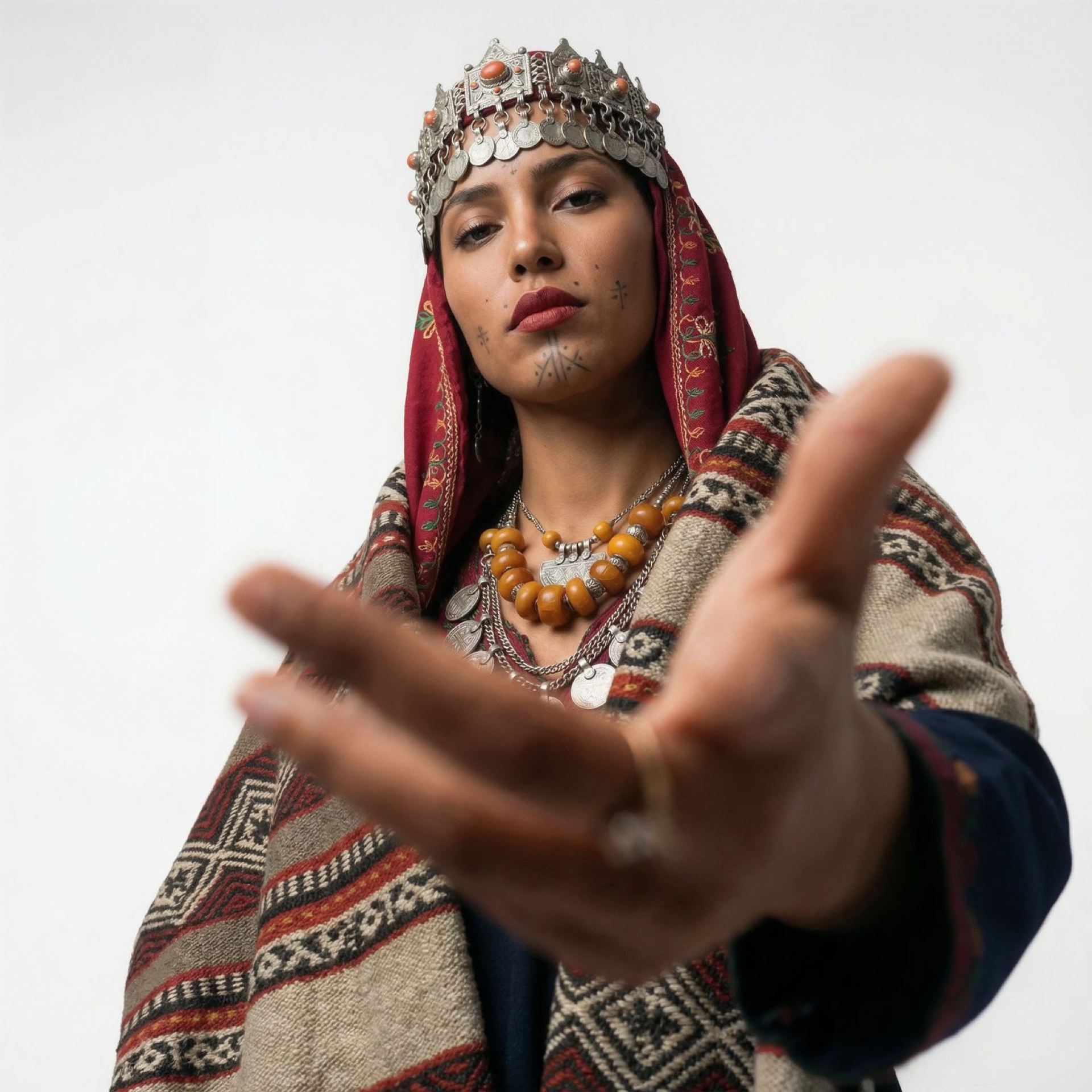 Amazigh portrait — detailed headdress and fabric